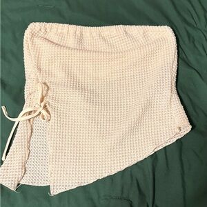 SHEIN Cream Waffle Knit Tube Crop Top